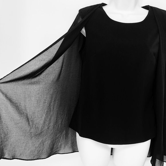 Marciano Guess Lael Cadi Cape Black Top Blouse - Picture 5 of 8